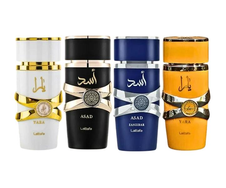 Yara Collection 4 Piece Set - Yara Moi, Yara Tous, Asad, Asad Zanzibar - Eau De Parfum