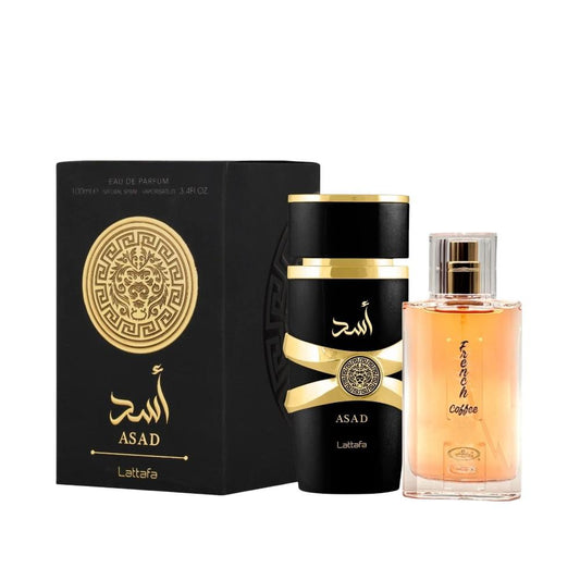 2 Pack of Lattafa  Asad and French Coffee Perfume